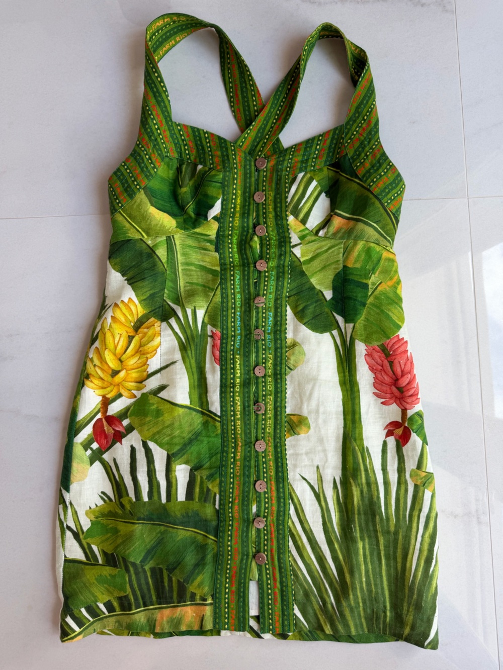 FARM Rio Fresh Forest Scarf Button-Down Mini Dress - Picture 2 of 5